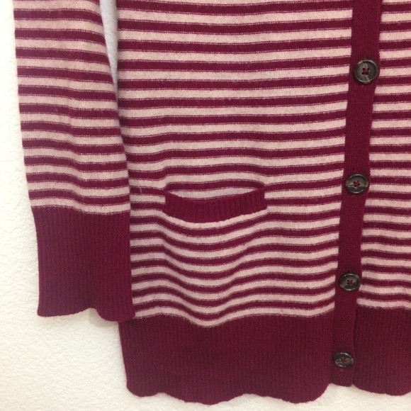 Joie 100% Cashmere Long Cardigan Stripes Pockets - Picture 6 of 8